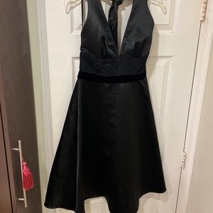 Black satin halter dress